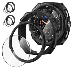 Suoman for Samsung Galaxy Watch 8 Classic 46mm�ی�P�[�X(2�Z�b�g) HD�����t�B����+TPU�\�t�g�x�[���̃M�����N�V�[�E�H�b�`8�N���V�b�N�J�o�[-��
