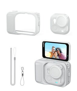 Qanuxy Insta360 GO Ultra �V���R���ی�P�[�X 5�_�Z�b�g �����Y�L���b�v + �ی�P�[�X + �����h�~�X�g���b�v+ �������[�h�y�J�������E�\�z�}�O�l�b�g���N�C�b�N�����[�X�}�E���g��O�r�ɑΉ��c