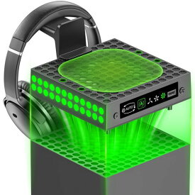 X-box Series X冷却ファン クーリングファン 低騒音 知的温度制御 手動/AUTOモード 3段階速度調整 取り付け簡単 熱対策 排熱 防塵 取り外し可能なヘッドセットフック付き RGB LED雰囲気ライト付 …