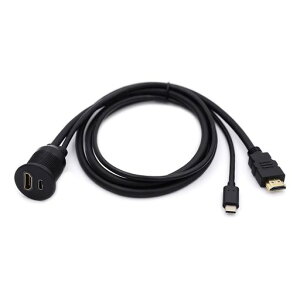 NFHK �h�� �h�o USB-C Type-C USB 3.1 & HDMI 4K �����t���b�V���J�[���b�`�}�E���g�����P�[�u�� �_�b�V���{�[�h�p�l���p
