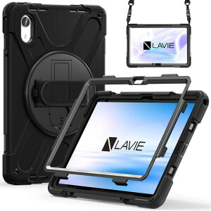 Doo�Ή� NEC LAVIE Tab T11N PC-T1175LAS�p �P�[�X LAVIE Tab 11QHD3 11�C���`�p �^�u���b�g�J�o�[ �ϏՌ� �ČRMIL���i ���u�� �c�u�� 360�x��]�X�^���h ���߉\�n���h�X�g���b�v�ƌ��|���[�t��