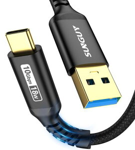 SUNGUY USB3.1 Gen2 USB Type C �P�[�u�� 1.5M USB-A & USB-C 10Gbps�����f�[�^�]�� �^�C�vc �P�[�u�� Android Auto�Ή� �ő�3A�}���[�d �����b�L�R�l�N�^ �i�C�����҂�