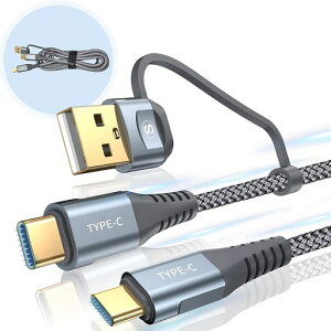2in1 USB Type C �P�[�u�� 1M AviBrex USB-A/C to C �P�[�u���yPD& QC3.0�Ή�60W�}���[�d�z �^�C�vc �[�d iPhone 16/15 Pro Max, MacBook Pro/Air iPad