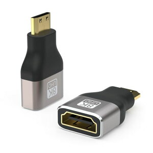 Mini HDMI �A�_�v�^�[ 8K �~�j HDMI�ϊ��A�_�v�^ Mini HDMI(�I�X) to �W��HDMI (���X) ���p �����A�_�v�^ �����^ �y�� 8K@60Hz/4K@144Hz/2K HDR�Ή��y2�Z�b�g�z