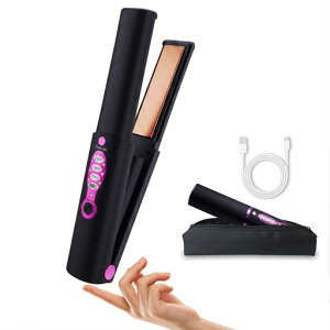 Madodios �R�[�h���X �w�A�A�C���� 2WAY �~�j �X�g���[�g&�J�[�� �`�^���v���[�g 5000mAh USB-C �[�d�� 60 �b�}�����M 3 �i�K���x���� �ō� 210°C �O���E�V���[�g�w�A�E�����Y�E�����^�їp(�u���b�N)