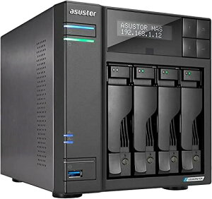 ASUSTOR ASUS�q��� NAS �L�b�g 4�x�C AS6704T Lockerstor 4 Gen 2 4xM.2 NvMe SSD�X���b�g Intel Celeron N5105 �N�A�b�h�R�A 2x2.5GbE�����|�[�g DDR4 4GB������