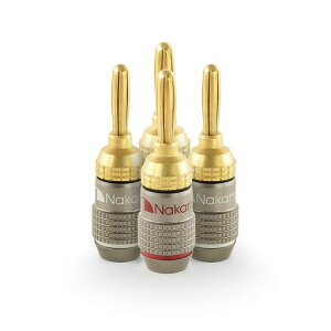 Nakamichi FanLock Excel �V���[�Y 24k �����b�L �o�i�i�v���O 10 AWG - 18 AWG �Q�[�W �T�C�Y 4mm �X�s�[�J�[ �A���v Hi-Fi �X�e���I �z�[���V�A�^�[ ���W�I �I�[�f�B�I ���C�� �P�[�u�� AV