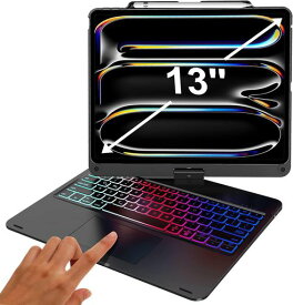 BORIYUAN iPad Pro 13インチ (M4/M5) キーボード ケース 360°回転 ブラック