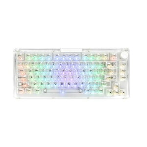 KiiBoomPhantom81V375%透明メカニカルゲーミングキーボードホットスワップ対応カスタムガスケットキーボードRGBバックライトクリアーキーキャップ充電式バッテリー3モード接続Win/Mac対応(Phantom81