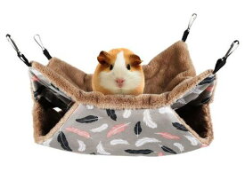 ふく福豪華なハムスターハンモックペットベッド小動物用ハンモックハンギング寝袋鳥用ケージに掛ける暖かい巣二層珊瑚フリースフック付きモルモットハリネズミインコハムスターウサ…