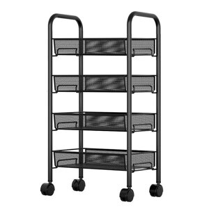 DUDUBONキッチンワゴンキャスター付き5段キッチンラックスチールラック360°移動可収納ラック隙間収納小物収納キャスター付きワゴンメタルラック組み立て簡単収納カートバスケットラッ…