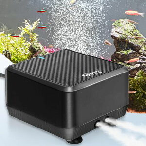 hygger水槽エアーポンプ強力16L/min2口酸素ポンプエアレーション4mmチューブ対応水深180cm以下エア量調節可能海水・淡水両用低振動静音省エネ防振設置簡単10W