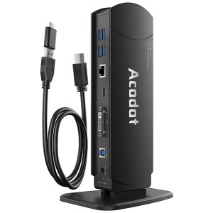Acodot �c�u�� USB 3.0 USB C�h�b�L���O�X�e�[�V���� 2��ʏo�� 13 in1 Windows��Mac�ɑΉ�����13 in1�m�[�gpc�h�b�L���O�f���A���f�B�X�v���C�AUSB C�h�b�L���O�AHDMI�AVGA�ADVI�A6�{��USB