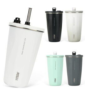 �ySNS�Řb��zTYESO �^���u���[ �X�g���[�t�� 600ml �X�e�����X �W�t�� �^��f�M �ۉ� �ۗ� �A�E�g�h�A �����^�ѕ֗� ������ �R��Ȃ� ��e�� ���F �g���x��