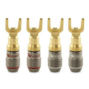 Nakamichi FanLock Excel �V���[�Y 24k �����b�L �X�y�[�h�R�l�N�^ �o�i�i�v���O 10 AWG - 18 AWG �Q�[�W �T�C�Y 4mm �X�s�[�J�[ �A���v Hi-Fi �X�e���I �z�[���V�A�^�[ ���W�I �I�[�f�B�I ���C��