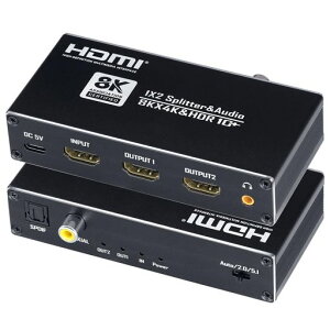 BLUPOW 8K60Hz HDMI���������� 4K120Hz���z�� 1����2�o��(�����o��:�����E���f�W�^���E3.5mm�X�e���I) �Z���N�^�[ �I�[�f�B�I���� �X�v���b�^�[ 2��ʓ����o�� PS5�EPS4Pro�EXbox�EFire TV�EBlu-ray