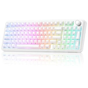 YUNZII X98 QMK/VIA�Ή� ���C�����X ���J�j�J���Q�[�~���O�L�[�{�[�h �W�F���[�L�[�L���b�v 3���[�h�ڑ� BT5.0/2.4GHz/USB-C �z�b�g�X���b�v�\ �����ς݃X�C�b�` �K�X�P�b�g�\�� RGB�o�b�N���C�g �c