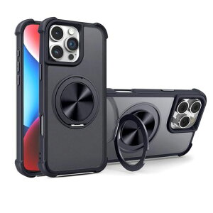 FOR iPhone 16 Pro Max �P�[�X TPU �����O�t�� MagSafe�Ή� �}�O�l�b�g���� 360°��]�X�^���h �c���Ή� �ϏՌ� ���^ FOR �A�C�t�H��16 Pro Max �J�o�[ �ԍڃz���_�[ ���C�����X�[�d�Ή� FOR