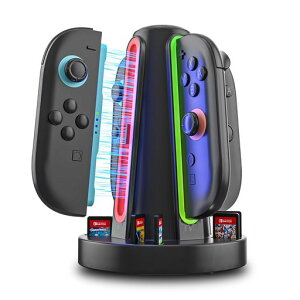 Switch 2 �R���g���[���[�[�d�h�b�N 4�䓯���[�d�Ή� ���CUSB-C�[�d�X�e�[�V���� Joy-Con 2��p �����[�d 360�xLED�C���W�P�[�^�[ �����A���[�g�t�� �X�C�b�`2�[�d�X�^���h �R���g���[���[�z���_�[