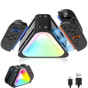 PhyiFlbey Switch 2 �W���C�R���p �[�d�� �j���e���h�[�X�C�b�`2 �p 4in1 ���[ ��̌^ �[�d�X�^���h �ߏ[�h�~ RGB���C�g Type-C���d USB-C�P�[�u���t�� ��t�ȒP �ȃX�y�[�X ���Ӌ@�� �Ή� ��