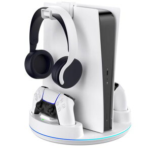 NEWDERY PS5 �R���g���[���[ �[�d�X�^���h PS5 Slim/PS5/PS5 Pro �c�u���X�^���h 2�䓯���[�d ���[�h�b�N �]�|�h�~ ���t���ȒP ���Ӌ@�� �A�N�Z�T�� RGB�����v�t�� �ߏ[�d�h�~ USB-C�P�[�u���t�� �z�c
