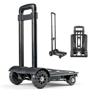 MOONLENCEキャリーカート台車折りたたみコンパクト軽量静音固定ゴムロープ付4輪アウトドアショッピング荷物運び引越し通常タイプ