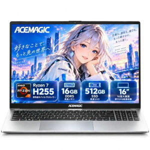 ACEMAGIC �m�[�g�p�\�R��AMD Ryzen 7 H255 Radeon 780M 16GB+512GB 8C/16T�ő�4.9GHz