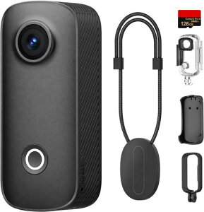 SJCAM C100 Pro 128GB|4K 2K30fps 140���A���B�e�Ή� �����^�A�N�V�����J����|Vlog�p 30m�h�� �E�F�A���u���J����|120°�L�p f/2.5�����Y|Wi-Fi�N�C�b�N�ڑ��Ή�|�o�C�N/���s/����B�e�p �u���b�N