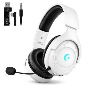 Gvyugke �Q�[�~���O�w�b�h�Z�b�g 4WAY�ڑ� 2.4G USB/Type-C/Bluetooth 5.4/3.5mm�L�� 20ms ����x�� ���C�����X�w�b�h�z�� 45H�����ԍĐ� 50MM�h���C�o�[���̉��� RGB ���C�g ���Չ���