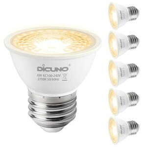 DiCUNOLED�d��E26����LED�X�|�b�g���C�g�d���F6W60W�`�n���Q���d������2700K660lm�L�p60°���P�xCRI90AC100-240V�������Ή�PSE�F�؍ςݖ{�̔�6��