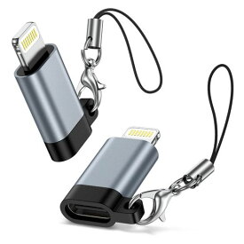 GAEF Type C to Lightning 変換アダプタ (2個セット) PD30W急速充電 高速データ転送 USB-C iPhone 変換コネクター 合金製 軽量小型 ストラップ付き 紛失防止 タイプC からライトニング 変換 iOS対応