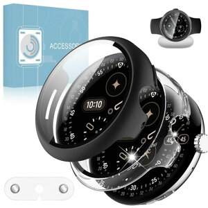 �y2���g�zFor Google Pixel Watch 5/4 41mm �p �P�[�X �K���X�t�B���� ��̌^ Google Pixel Watch 5/4 �ی�J�o�[ �[�d�\ �[�d�Ή� �S�ʕی� �ϏՌ� �����ߗ� �w��h�~ �[�d���p�A�_�v�^�[ �[�d��