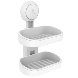 HOME&I吸盤ソープディッシュホルダー?強力な真空吸着、防水、自動排水ソープディッシュシャワー、バスルーム、キッチンシンク用?ドリル不要、再利用可能(1パック?2段)