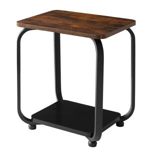 IBUYKEコンパクトソファサイドテーブル2段オープンラック棚付収納ラック小型小物置き組立簡単奥行30幅40高さ42cmブラウンビンテージJPTMJ416HB