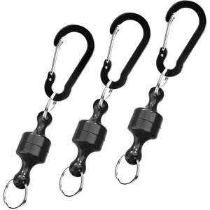 Wliknマグネットリリーサー磁気ネットリリース3枚セット耐荷重1.1kg強力ホルダーキーホルダー小物吊り下げ用アウトドア登山キャンプ釣り用カラビナ付き