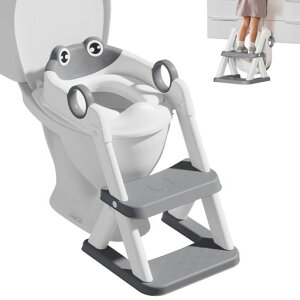DEANICトイレトレーニング用補助便座折りたたみ式踏み台ステップ高級PVCクッション付き滑り止め設計男の子女の子対応子供用トイレ補助軽量耐荷重自宅適合率98%(グレー)