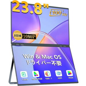 UPERFECT�f���A�����o�C�����j�^�[23.8�C���`�h���C�o�[�s�v2��ʃf�B�X�v���C�����^�f���A���f�B�X�v���C�܂���FHD1080P�g���v�����j�^�[������]IPS�t���p�l���t���@�\Type-CMiniHDMIVESA�Ή�