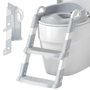 子供用トイレトレーニング補助便座PP/TPR/PVC素材6段階高さ調節可能54x35x44cmトイレ踏み台折りたたみ式設計省スペース超軽量1.5kg?耐荷重75kg滑り止めの底デザイン赤ちゃん男の子女の子用2…