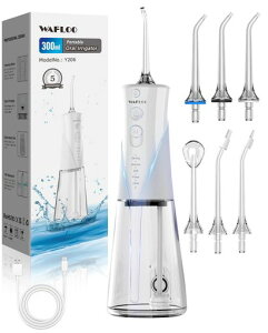 歯用ウォーターフロッサー?5つのモード・6本のノズル付き・充電式コードレス・大容量300MLタンク搭載・IPX7防水・携帯便利な電動口腔洗浄器(自宅&旅行用)(ホワイト)