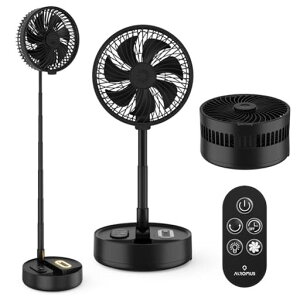 【ALROMUS】コードレス扇風機7200mAhUSB充電式折りたたみ扇風機コードレス|首振り・風量4段階・リズム自然風・タイマー機能付き|高さ無段階調節・コンパクト収納・静音・省エネDCモーター…