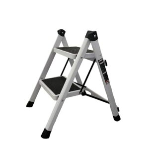 【昇匠】脚立折りたたみステップスツール軽量設計高耐荷重滑り止め付き踏み台組立不要収納可能(ホワイト2段)