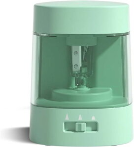 電動鉛筆削り鉛筆削り3-5S高速切削電動シャープナー5000回切削長寿命単三電池大容量の透明ボックス子供の贈り物(-緑)