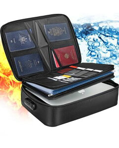 GoldenRiver耐火バッグ耐火ケース手提げ金庫耐火金庫小型鍵付き収納大容量貴重品入れ防火バックパスワードロック重要書類保管書類/パスポート/銀行カード多層収納防水防火防災旅行3層式…