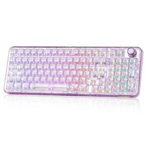 YUNZII X98 QMK/VIA�Ή� ���C�����X ���J�j�J�� �Q�[�~���O�L�[�{�[�h �����L�[�L���b�v 3���[�h�ڑ� BT5.0/2.4GHz/USB-C �z�b�g�X���b�v�\ �����ς݃X�C�b�` �K�X�P�b�g�\�� RGB�o�b�N���C�g