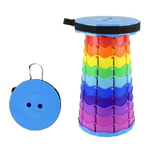 折りたたみ椅子アウトドアチェア伸縮式軽量コンパクト携帯折り畳み高さ調節折りたたみチェアチェアスツール踏み台丈夫キャンプ用品コンパクト持ち運び便利一秒開閉できキャンプ(虹…