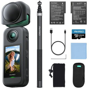 AKASO 360 �h���[���r���[�R���{ 256GB SD�J�[�h�t�� 360�x�J����-�A�N�V�����J���� 5.7K360�x���� 72MP360�x�ʐ^ �V�^1/2�C���`48MP�Z���T�[ 360�x�����ێ� 360° �X�[�p�[�X���[�X ���艻�@�\ AI�ҏW