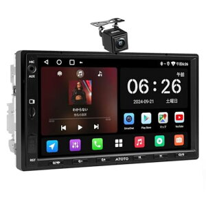 ATOTOZONE A5L Android �f�B�X�v���C�I�[�f�B�I2DIN�A7�C���`�A���h���C�h�i�r�AWi-Fi/Bluetooth/USB �e�U�����O�ACarPlay&Android Auto���C�����X�E�L���A����24 EQ