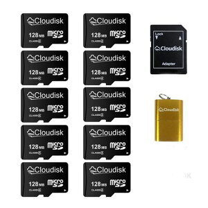 CloudiskMicroSD�J�[�h128MB(10�Z�b�g)128GB�ł͂���܂��񏬗e�ʃ������J�[�h�N���X4SD�A�_�v�^�J�[�h���[�_(128MB)