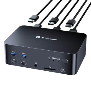 AV Access 8K DisplayPort KVM�h�b�L���O�X�e�[�V���� 3�䃂�j�^�[�E2��f�X�N�g�b�vPC�Ή��ADP�P�[�u��x6�{