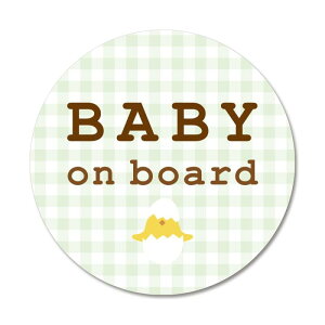 SignStore Ђ悱̃MK`FbNBaby on boardXebJ[ a11.5cm }`J[ rj[ { hH sticker_car_natural_07_gingham_Baby